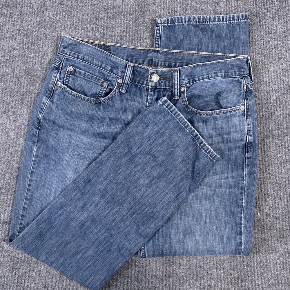 Levis 514 Jeans Mens 34x32 (ACT 33x30) Blue Denim Faded Straight Leg Fit Casual